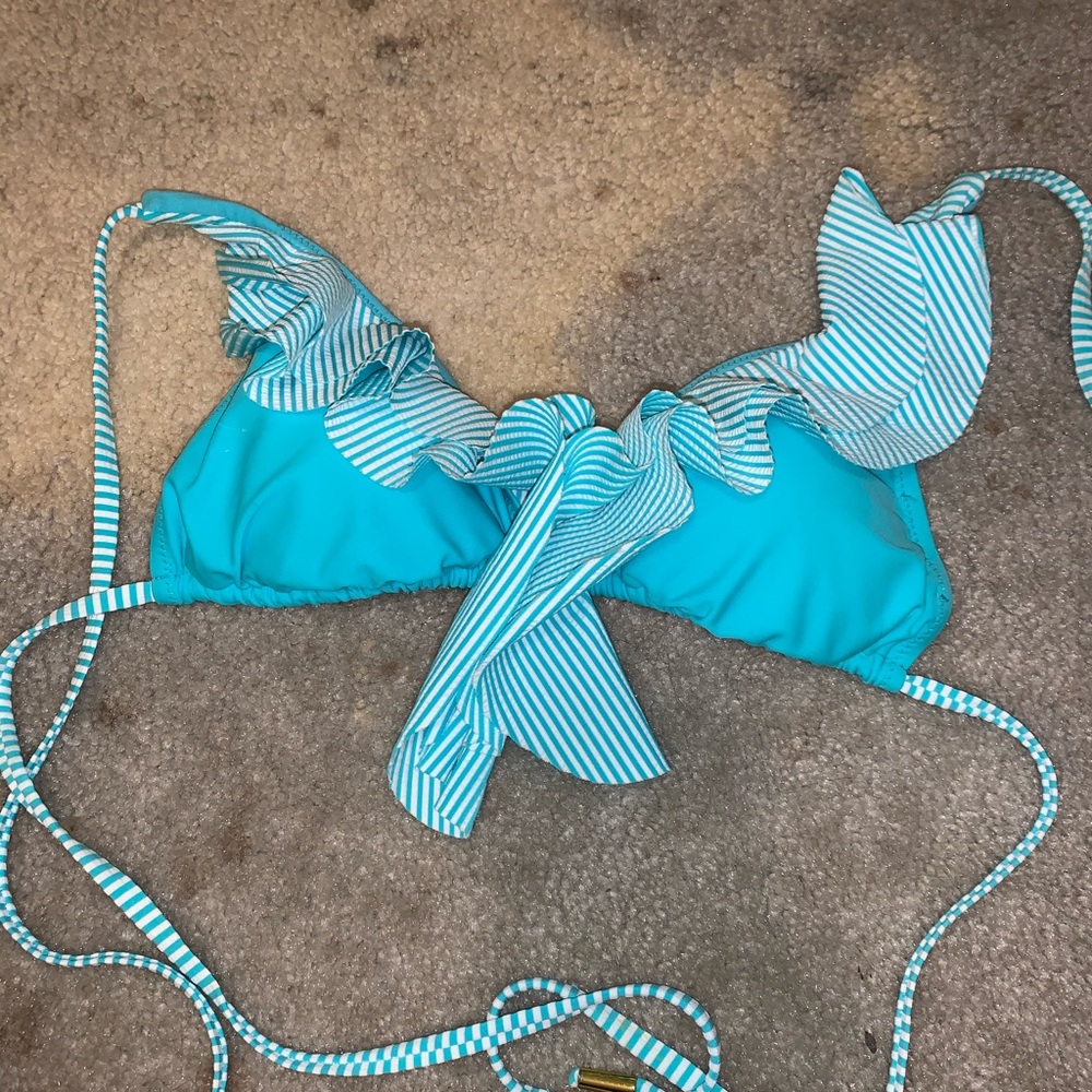 Jessica Simpson Seersucker Triangle Bikini Top